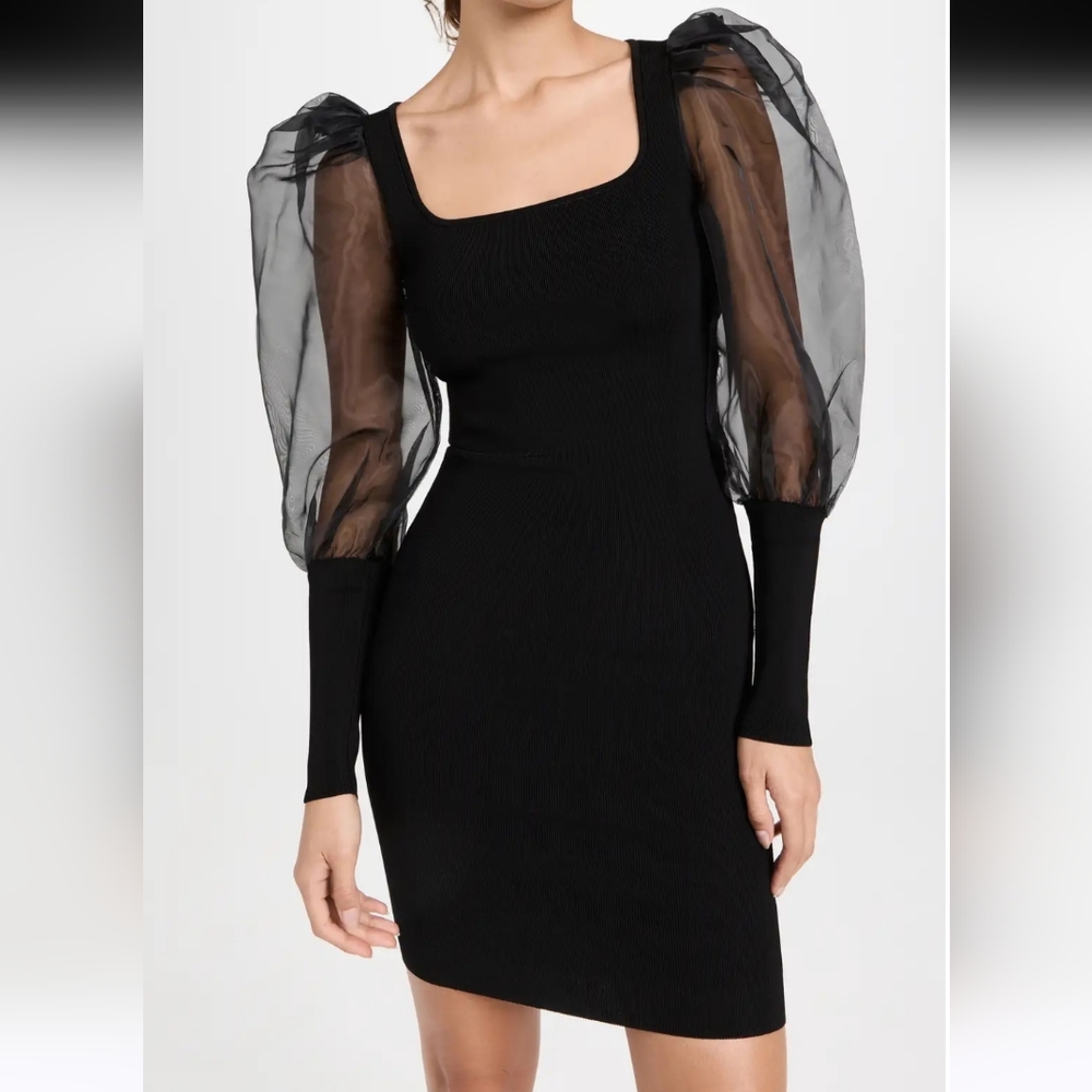 NWT Alice + Olivia Abella Puff Sleeve Square Neck Dress